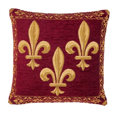 Fleur de Lys Red Tapestry Cushion - 46 x 46cm