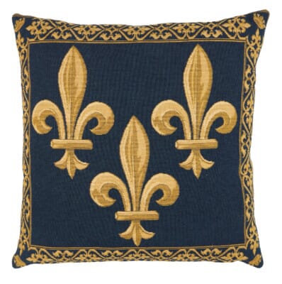 Fleur de Lys Blue Tapestry Cushion - 46 x 46cm