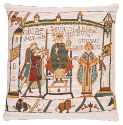 Bayeux King Harold Tapestry Cushion - 46 x 46cm