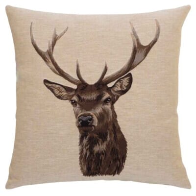 Stag Beige - Plaid Tapestry Cushion - 46x46cm (18"x18")