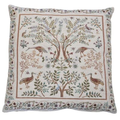 Trees & Birds Cream Tapestry Cushion - 46x46cm (18"x18")