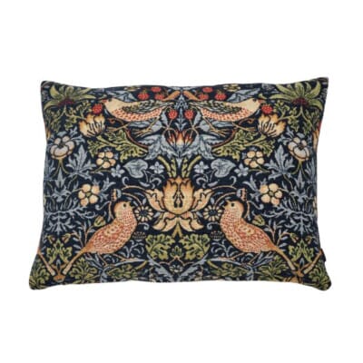 Strawberry Thief Navy Tapestry Cushion - 33x46cm (15"x18")