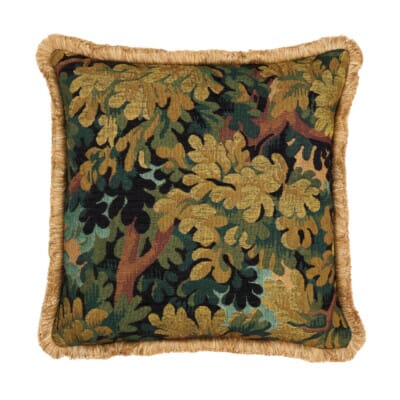 Verdure Royale Cushion with Gold Fringe - 48x48cm (19"x19")