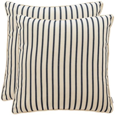 Pair of Ocean Stripe Large Piped Woven Outdoor Cushions - 55 x 55 cm (22" x 22")