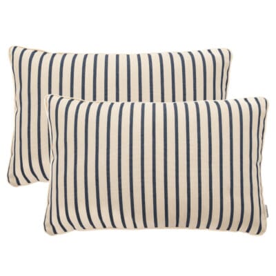 Pair of Ocean Stripe Oblong Piped Woven Outdoor Cushions - 40 x 60 cm (16" x 24")