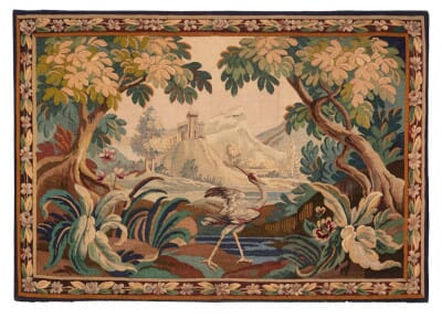 Verdure au Chateau Antique Original Tapestry (Mounted on Frame) - 118 x 170 cm (3'11" x 5'7")