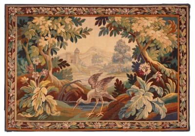 Verdure Aubusson 19th Century Antique Original Tapestry (Mounted on Frame) - 118 x 170 cm (3'10" x 5'7")