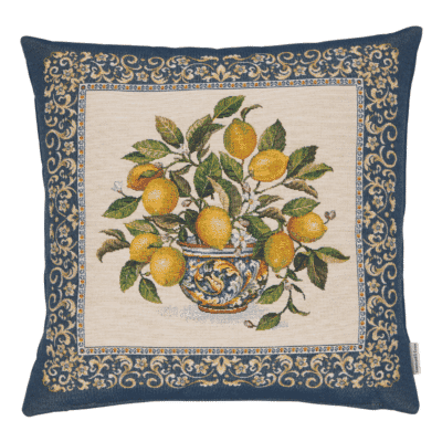 Lemons Vase Blue Woven Cushion - 42x42cm (17"x17")