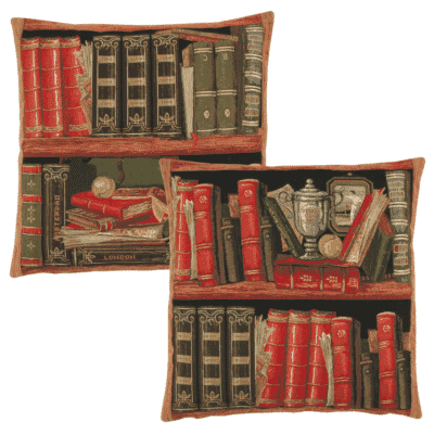 Pair of Library Tapestry Cushions with Feather Filler - 46x46cm - Save £20