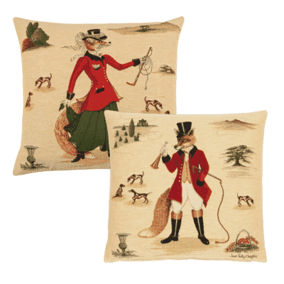 Pair of Freddie & Fenella Tapestry Cushions with Feather Filler - 46x46cm - Save £20