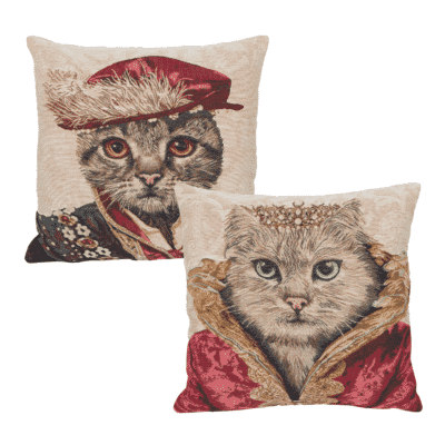 Pair of Marquis & Lady Carabas Tapestry Cushions with Feather Filler - 46x46cm - Save £20