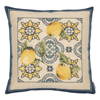 Ceramic Lemon Tiles Woven Cushion - 42x42cm (17"x17")