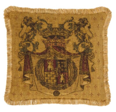 Blazon Tapestry Cushion with Gold Fringe - 46x46cm (18"x18")