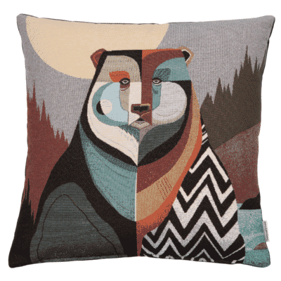 Mountain Bear Woven Cushion - 42x42cm (17"x17")
