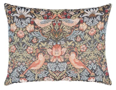 Strawberry Thief Charcoal Cushion with Feather Filler - 33x46cm (13"x18")