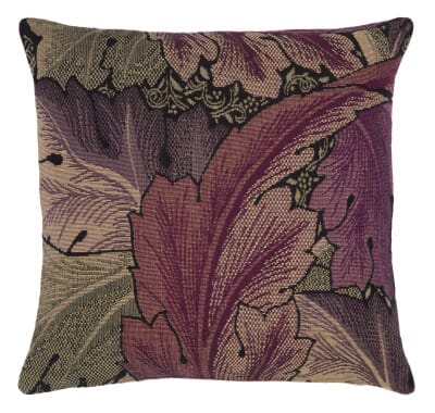 Acanthus Leaves Purple Cushion with Feather Filler - 33x33cm (13"x13")