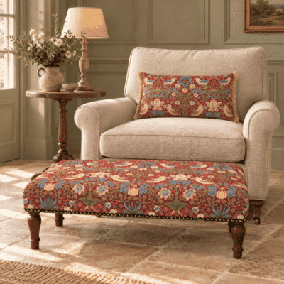 Strawberry Thief Red Upholstered Regular Stool