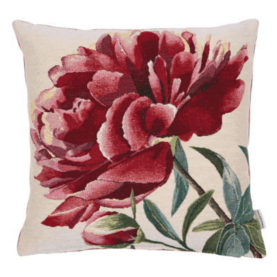 Peony Red Woven Cushion - 42x42cm (17"x17")
