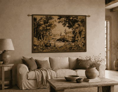Paysage du Lauragais Loom Woven Tapestry - 130 x 185 cm (4'3" x 6'1") - Requires Rod Size 5