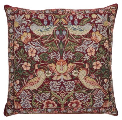 Strawberry Thief Red Tapestry Cushion - 43x43cm (17"x17")