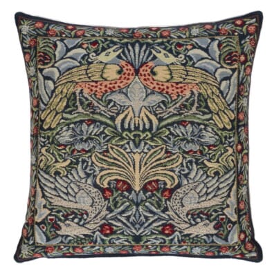 Peacock & Dragon Blue Tapestry Cushion - 43x43cm (17"x17")