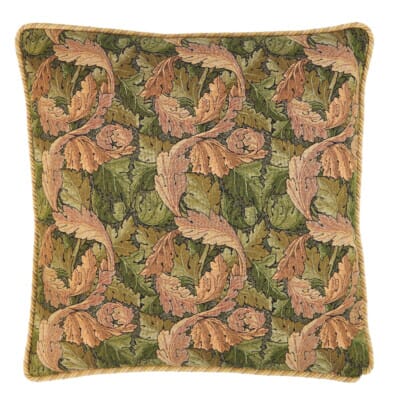 Acanthus Leaf Gold Tapestry Cushion with Gold Rope Cord - 46x46cm (18"x18")