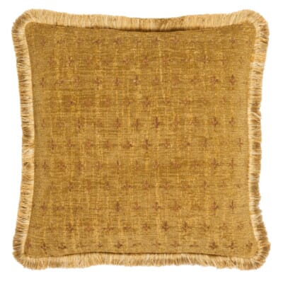 Fleur de Lys Mini Tapestry Cushion with Gold Fringe - 46x46cm (18"x18")