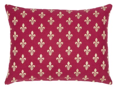 Red Fleur de Lys Cushion with Feather Filler - 33x46cm (13"x18")