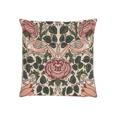 Birds & Rose Tapestry Cushion with Feather Filler - 33x33cm (13"x13")