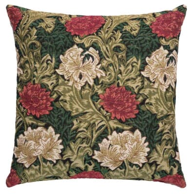 Chrysanthemums Green Regular Cushion with filler - 46x46cm (18"x18")