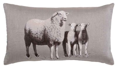 Suffolk White & Lambs Country Linen Tapestry Cushion - 33x60cm (13"x24") - Last piece remaining!