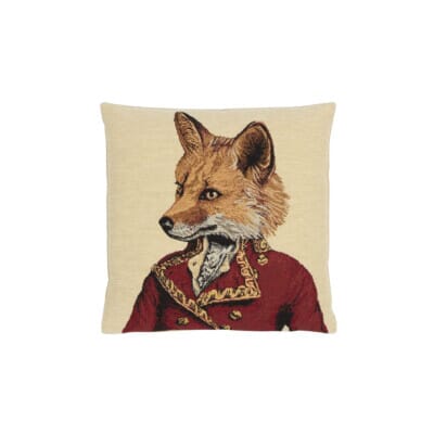 Master Fernando Fox Tapestry Cushion with Lurex with Feather Filler - 33x33cm (13"x13")