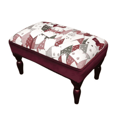 Alpine Houses Upholstered Stool with Red Velvet Sides