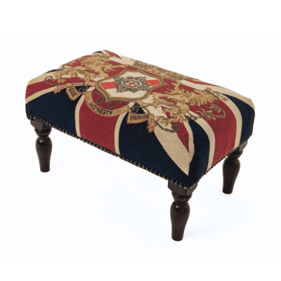 Union Jack Crest Upholstered Stool