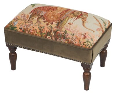 Elephant Upholstered Stool with Velvet Sides