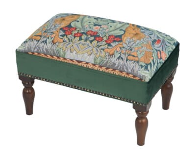 Morris Hares Upholstered Stool with Velvet Sides