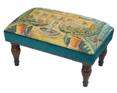 Villa in Tuscany Upholstered Stool with Velvet Sides