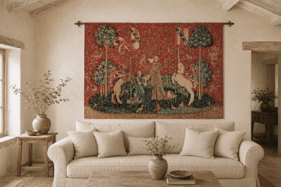 La Dame a la Licorne 'Le Gout' Silkscreen Tapestry - 3 Sizes Available - 30% OFF