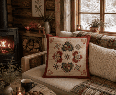 Nordic Hearts Tapestry Cushion - 46 x 46cm
