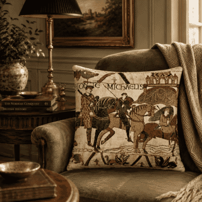 Bayeux-Mont St. Michel (woollen) Tapestry Cushion - 43x43cm (17"x17")