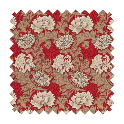 Chrysanthemums Red Tapestry Fabric