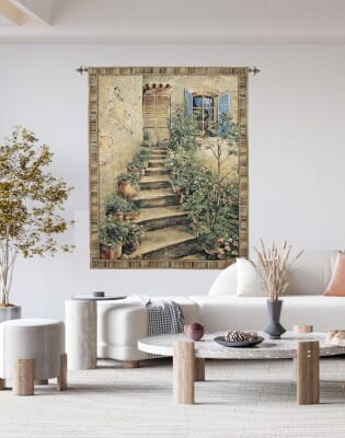 Tuscany Villa Steps Loom Woven Tapestry - 3 Sizes Available