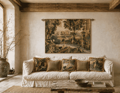 Verdure with Exotic Birds Loom Woven Tapestry - 125 x 165 cm (4'1" x 5'4") - Requires Rod Size 4