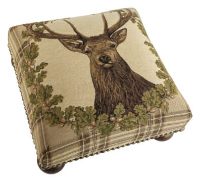 Stag Beige Tartan Tapestry Footstool