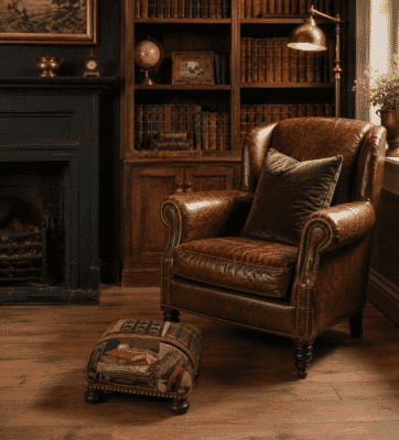 Library Tapestry Footstool