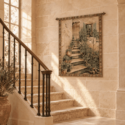 Old Villa Steps Loom Woven Tapestry - 3 Sizes Available
