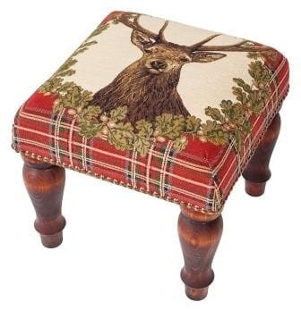 Stag Red Tartan Medium Stool
