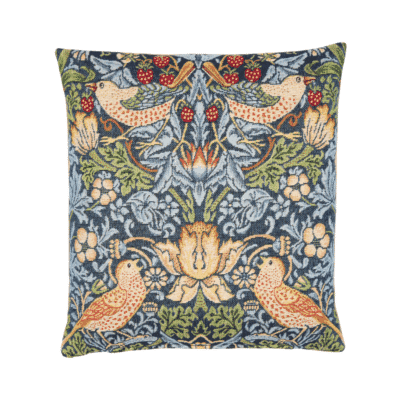 Strawberry Thief Navy Woven Cushion - 30x30cm (12"x12")