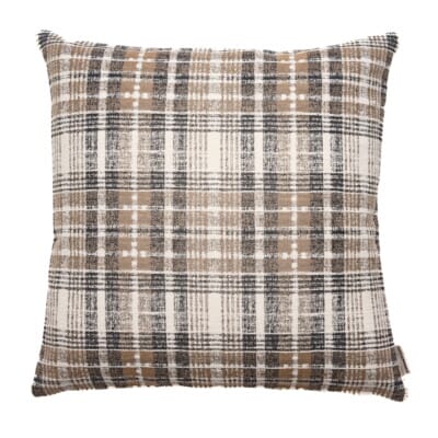 Winter Plaid Taupe Woven Cushion - 42x42cm (17"x17")