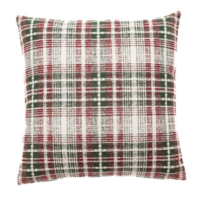 Winter Plaid Red Woven Cushion - 42x42cm (17"x17")